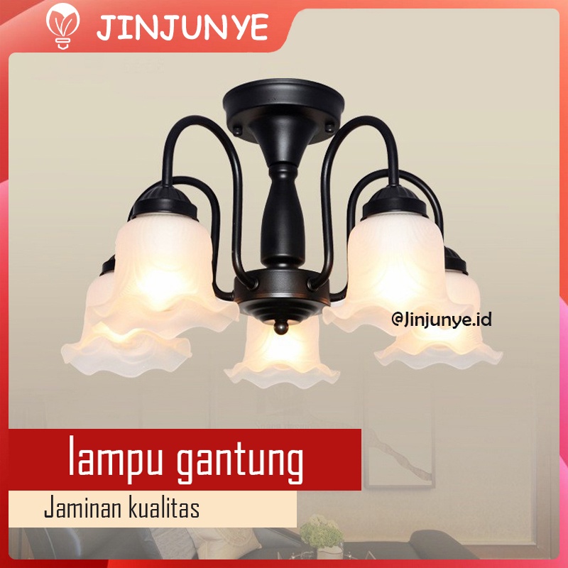 lampu gantung hias 3 5 led e27 industrial bahan besi untuk plafon ruang tamu modern minimalist chand