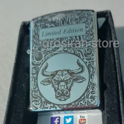 zippo banteng kerbau batik silver custom logo ukir grafir nama kado korek