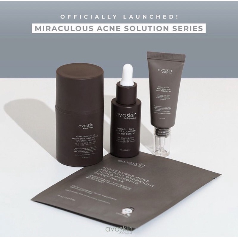 Avoskin Miraculous Acne Solution Spot Treatment || Micro Serum || Overnight Liquid Serum Mask || Bubble-Serum Infused Cleansing