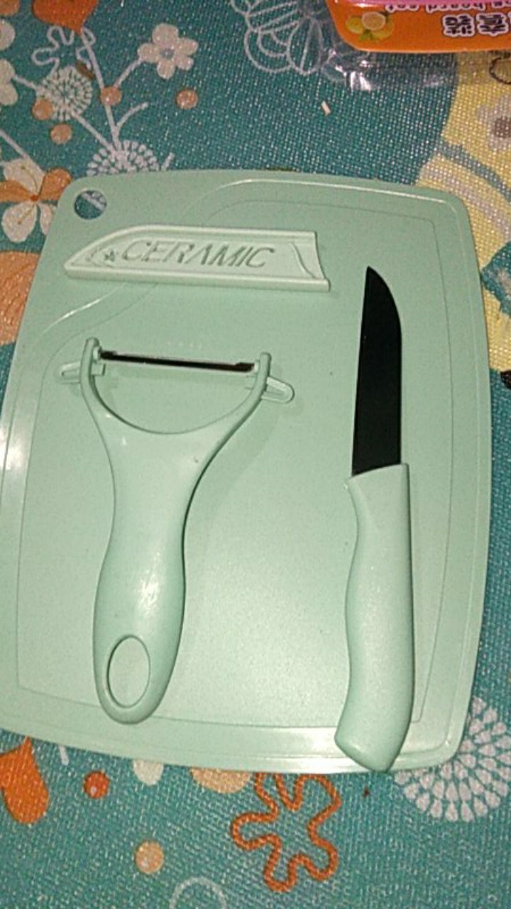 Pisau Set Talenan 3in1 Stainless Pisau Pengupas Buah Sayur Dapur Knife Peeler Fruit Chopping Board