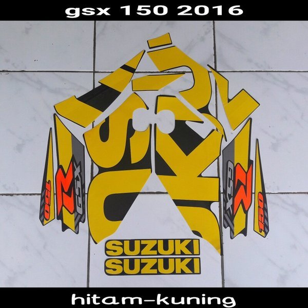 stiker motor gsx 150r 2016 hitam-kuning