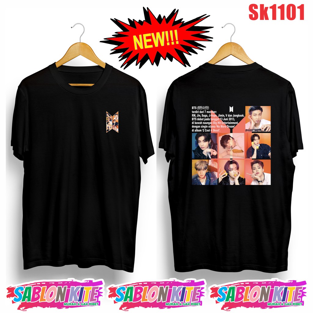 MURAH!!! KAOS KPOP BIOGRAPHY KPOP BANGTAN SK1101 UNISEX COMBED 30S