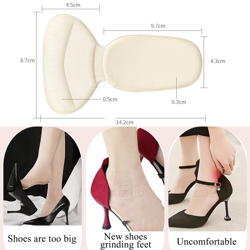 Bantalan Tumit Sepatu Empuk Anti Nyeri Shoe Pad 4D T-Shape Insole Alas Kaki Sepatu Heel Liner Grip