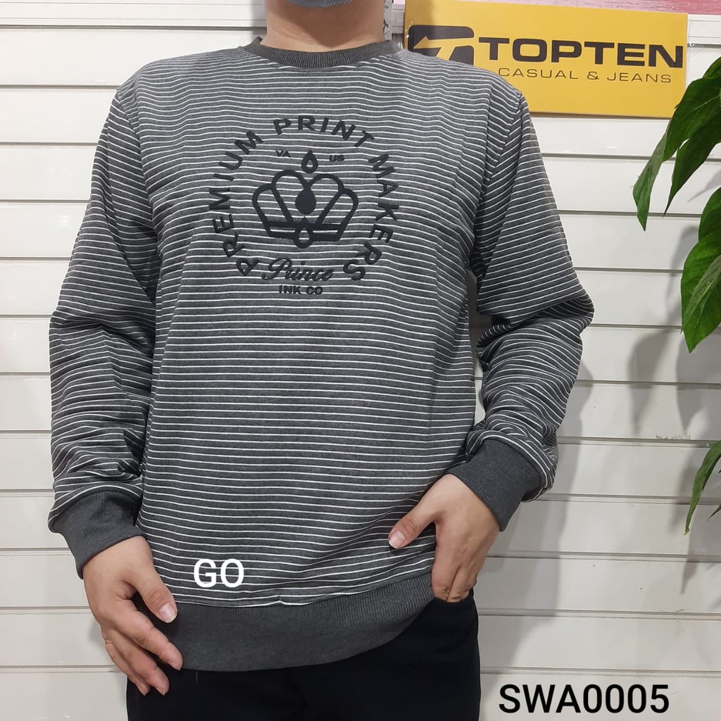 gof SWEATER TOPTEN OBLONG Pakaian Pria Outerwear Sweater Original Casual Santai Motif Lengan Panjang