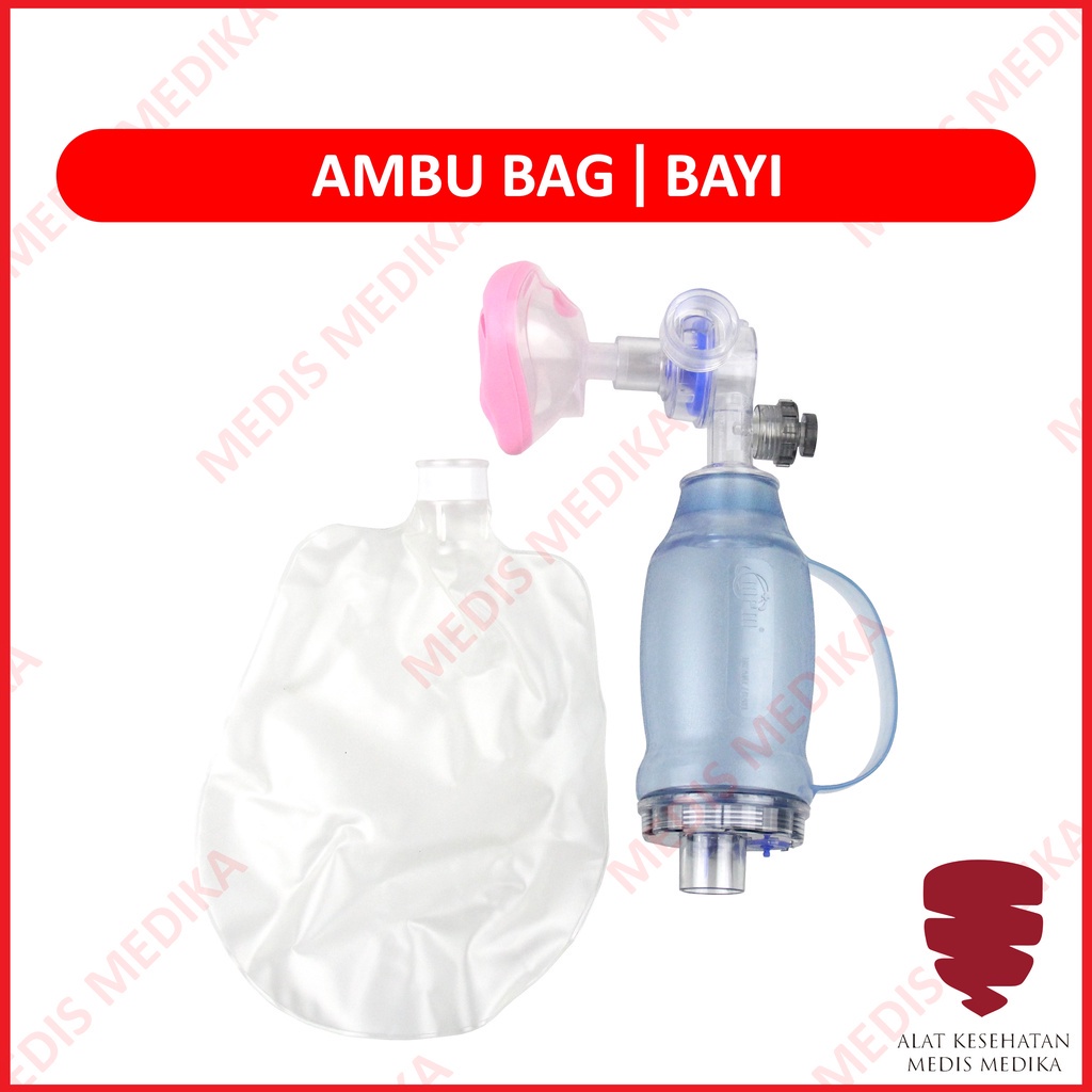 Ambu Bag Baby Manual Disposable Resuscitator PVC Infant Ambubag Bayi Alat Bantu Pernapasan Neonatus Bagging RJP ACLS IGD ICU Klinik Puskesmas Darurat