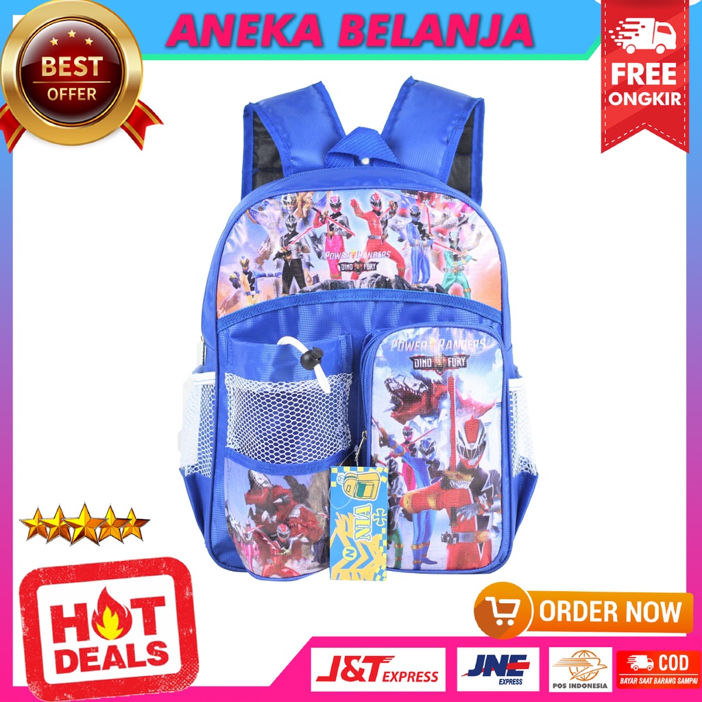 Tas Ransel Anak Laki-Laki Cocok Untuk Sekolah TK PAUD Motif Power Rangers Warna Biru Lucu Imut Keren