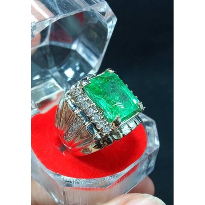Harga TERMURAAH.. TERLARIS BATU ZAMRUD COLOMBIA CATAM RING PERAK BANGKOK SIAP PAKAI