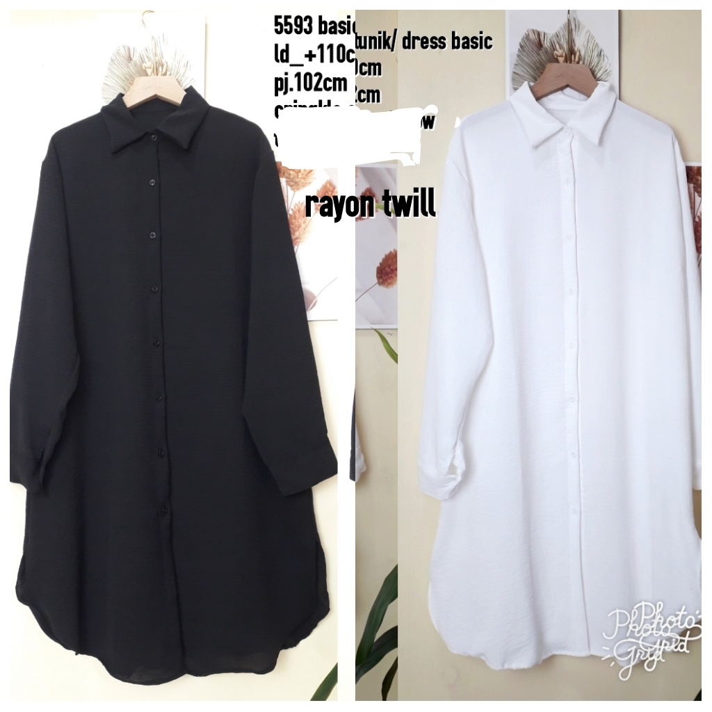TUNIK RAYON TWILL HITAM / PUTIH DAVA