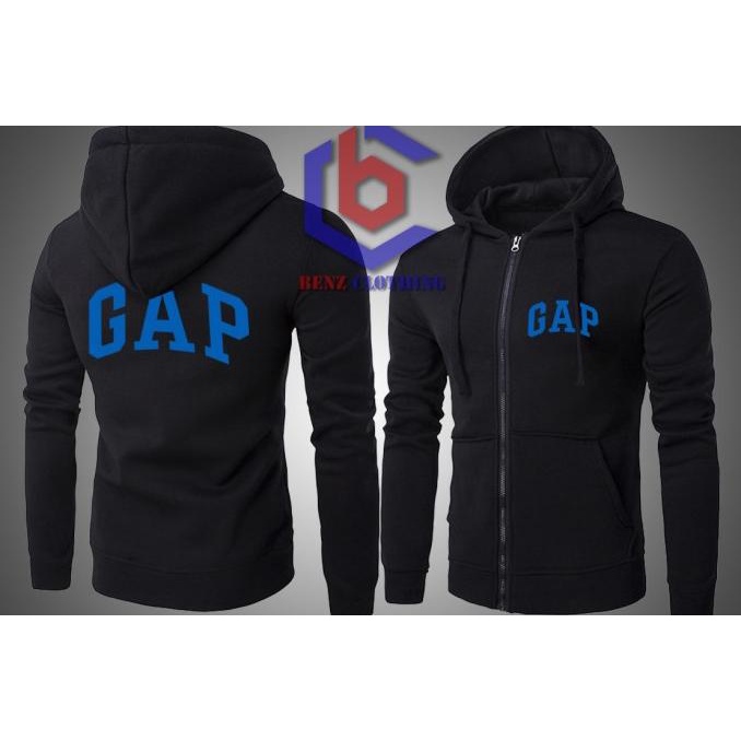 Jaket GAP Sweater Laki Hoodie Zipper Resleting Fleece Sweatshirt Unisex Pria Wanita Sablon Polos Mur