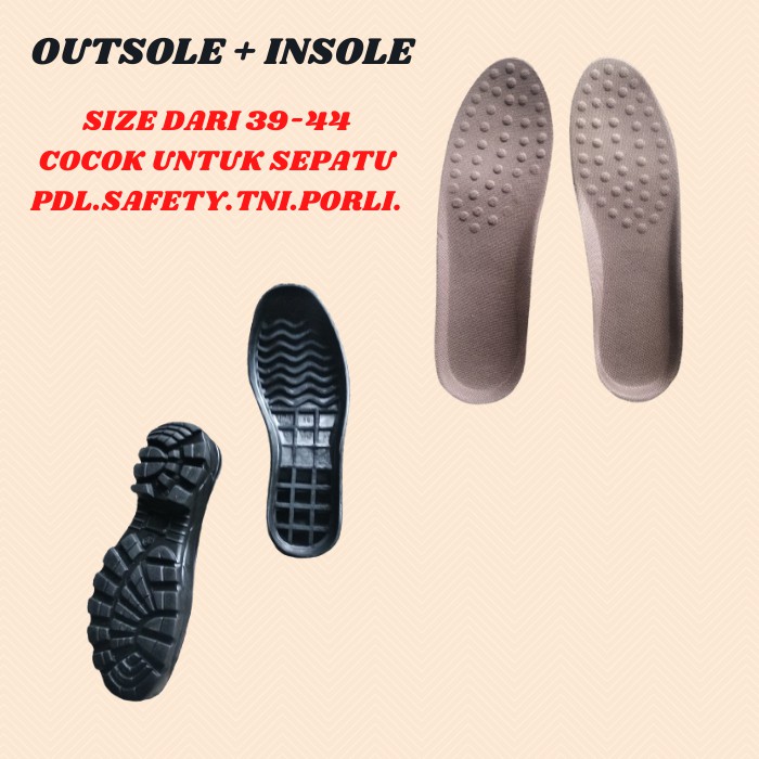 Outsole Karet Mentah Hitam Pdl Safety Paket Sol Dan Insole