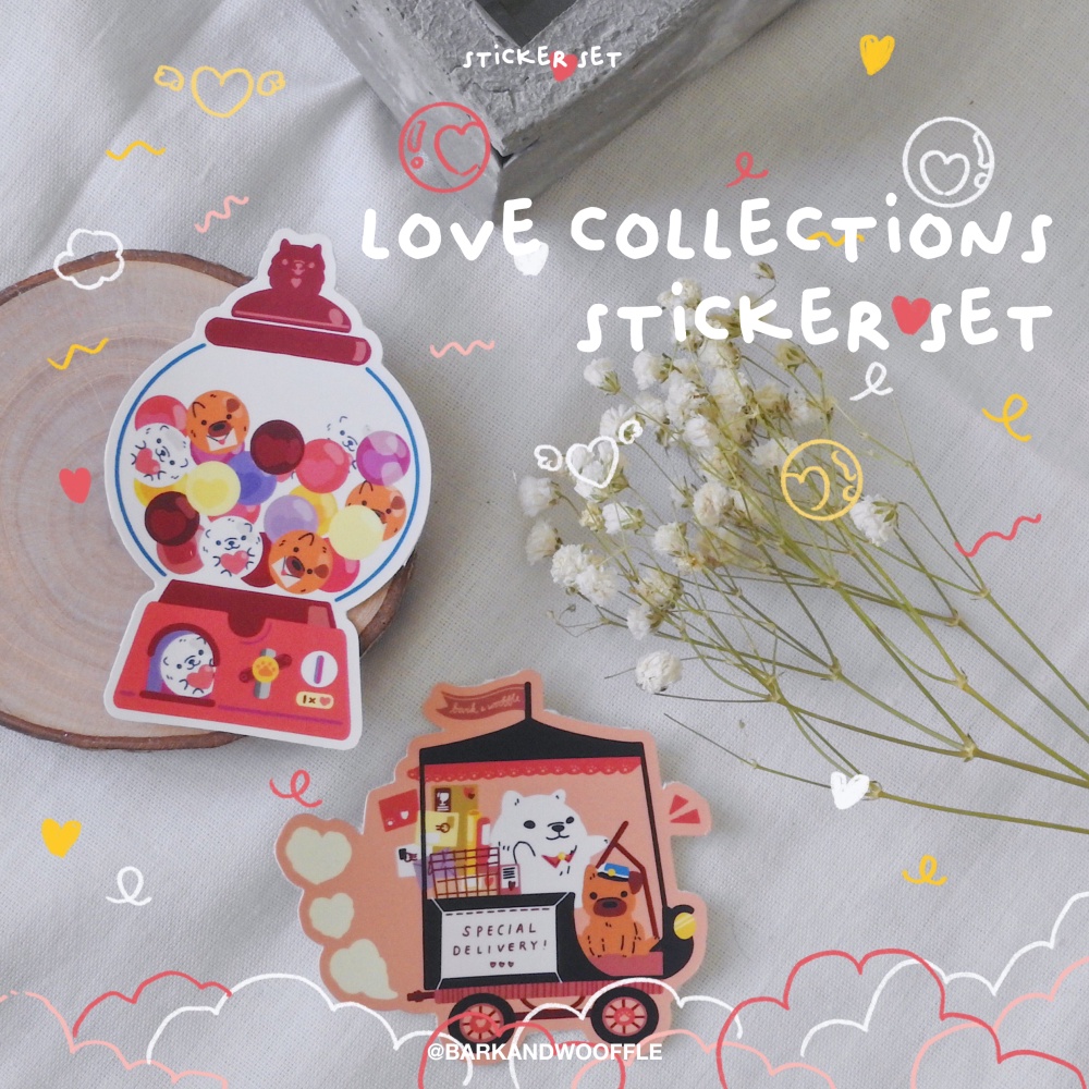 

BARK AND WOOFFLE Love Collections Sticker Pack / Stiker Die Cut Ilustrasi