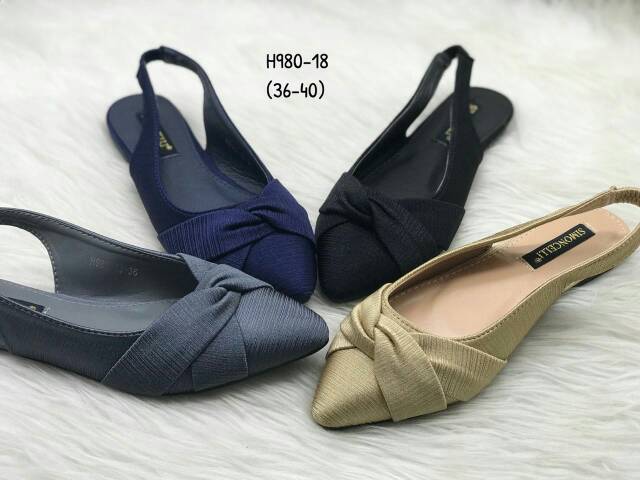 Sepatu flatshoes tali belakang simoncelli H 980-18
