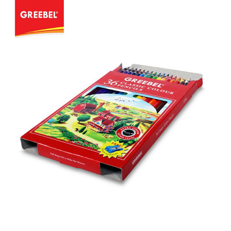 PENSIL WARNA / WARNA CERAH / BAHAN KUAT GREEBEL / GREEBEL 5736 (36 WARNA)