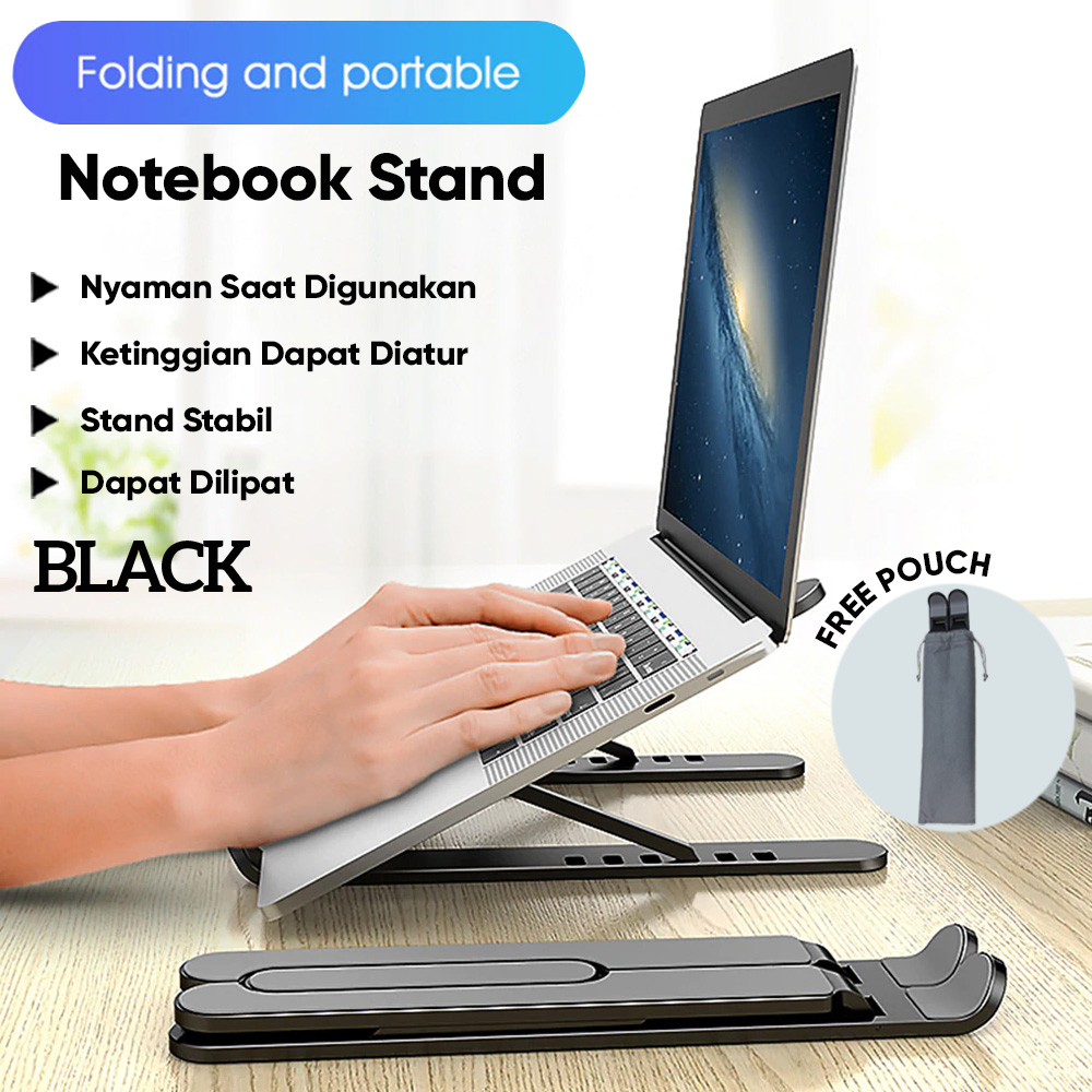 Dudukan Laptop Stand Holder Laptop Macbook Notebook IPAD Tablet Lipat PRO Anti Slip Portable Praktis