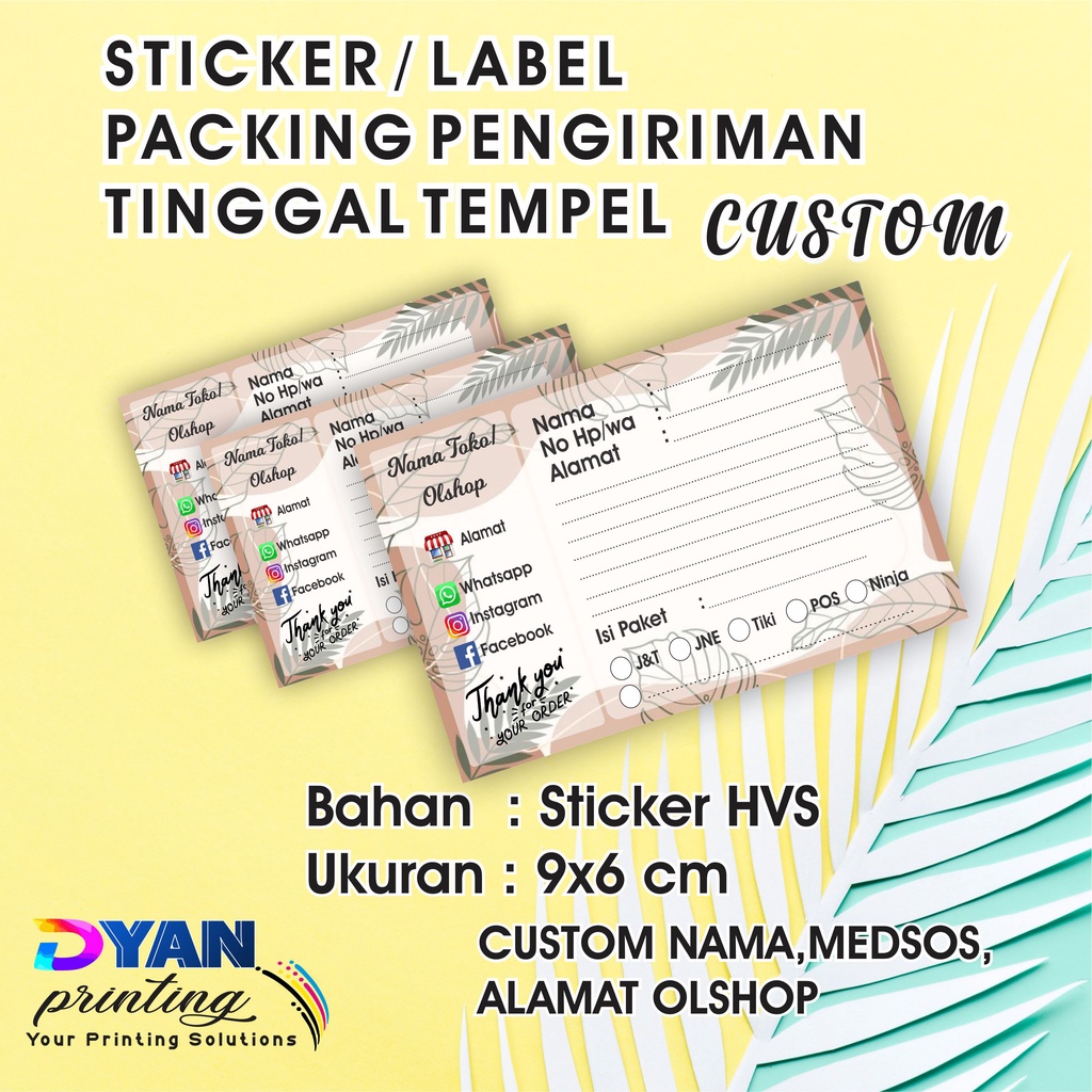

STIKER LABEL PENGIRIMAN PACKING ONLINE SHOP CUSTOM UKURAN 9X6CM COD/BAYAR DITEMPAT