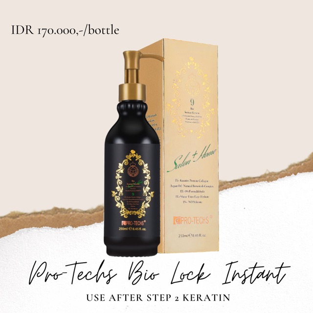 PRO TECHS BIO LOCK INSTANT KERATIN 9 SERUM PERAWATAN RAMBUT RUSAK SIZE 250ML