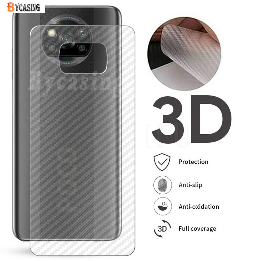 3pcs/lot Film Pelindung Layar Belakang Bahan Serat Karbon 3d Untuk Xiaomi Poco X3 Nfc