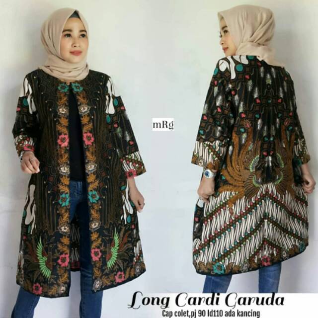 Long Cardi Garuda / Long Cardi Batik Wanita Kondangan Modern
