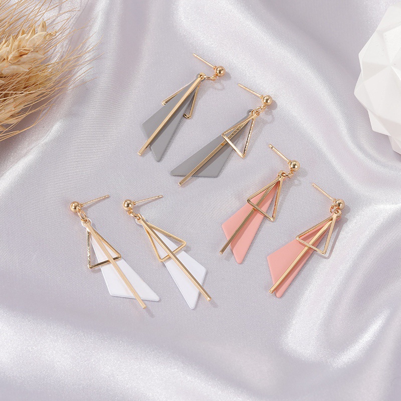 Unique Earrings Geometric Tassel Triangle Drop Earrings For Women Earing Jewelry Wild Earings Korean Earrings