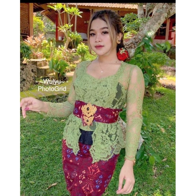 KEBAYA HIJAU SAGE KEBAYA BALI KEBAYA KUTUBARU KEBAYA LEHER V