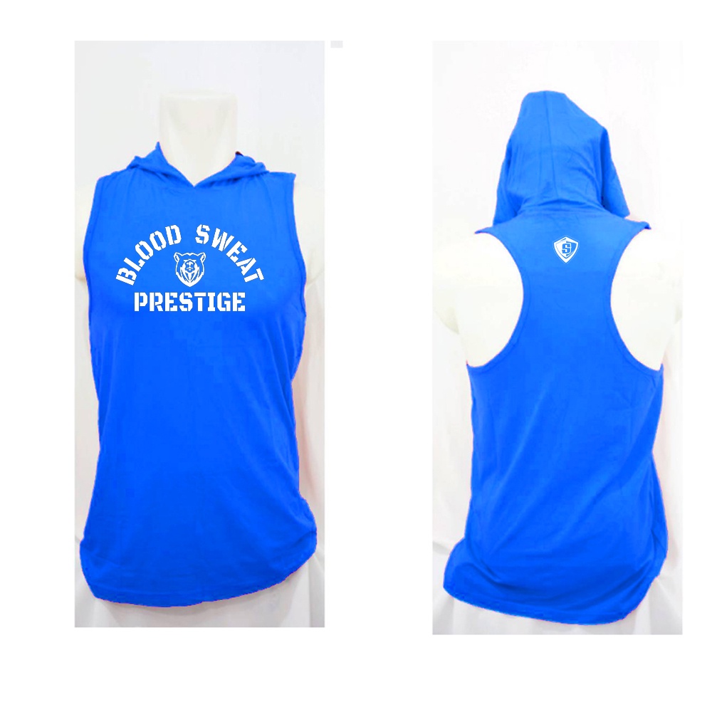 Lekbong Topi Hoodie Gym Pria Fitnes Blood Sweat Prestige