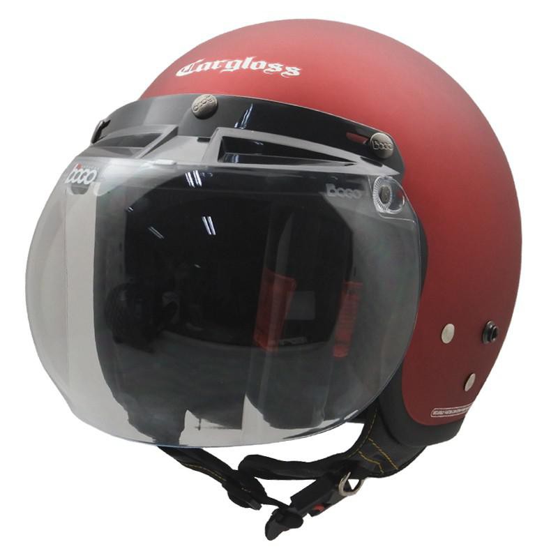 HELM CARGLOSS BOGO CLEAR RETRO - DEEP RED MET DOFF