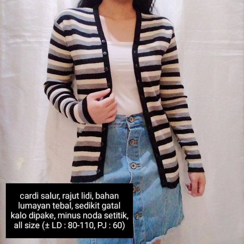 NEW STOCK‼️THRIFT Cardigan Vest Rajut Premium Pastel Kepang Cable Branded Academia Ketupat Argyle Murah-cardi salur tebal