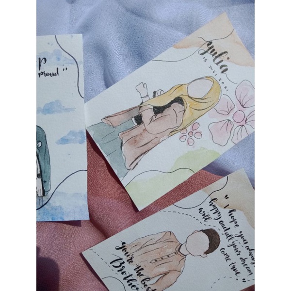 

illustration in frame [handmade] kartu ucapan ulangtahun/wedding/graduation ilustrasi mini frame 3R