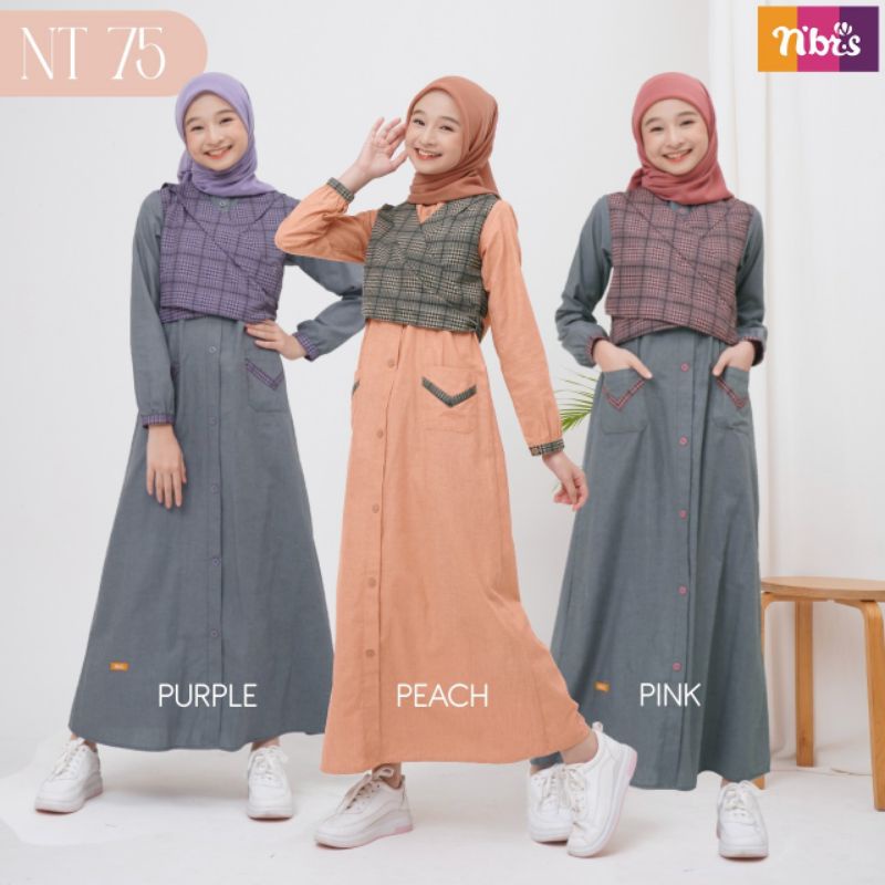 NIBRAS// NT 075 Nibras Teens - Gamis Remaja / Gamis ABG / Gamis anak perempuan