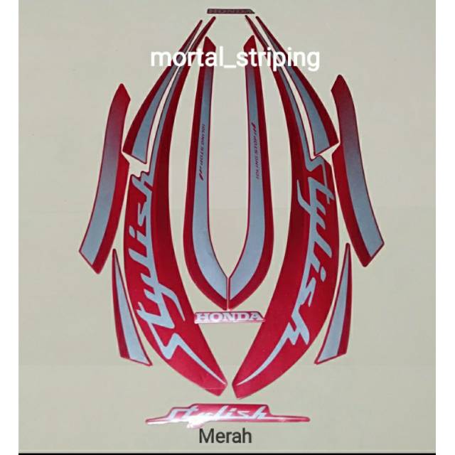 STICKER FULL SET STRIPING LIST BODY SCOOPY FI NEW 2019 WARNA MERAH DOP / RED