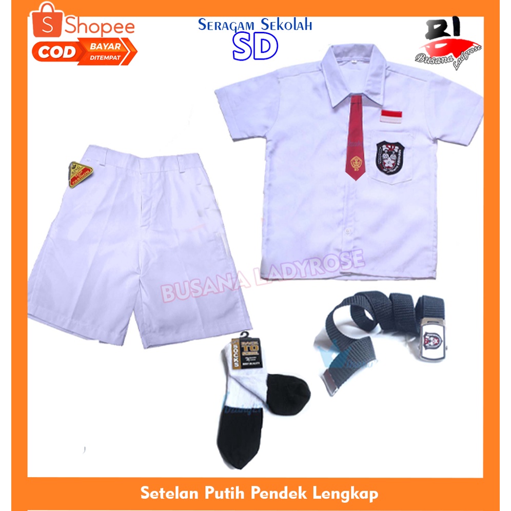Seragam sekolah sd setelan anak laki laki pendek putih putih