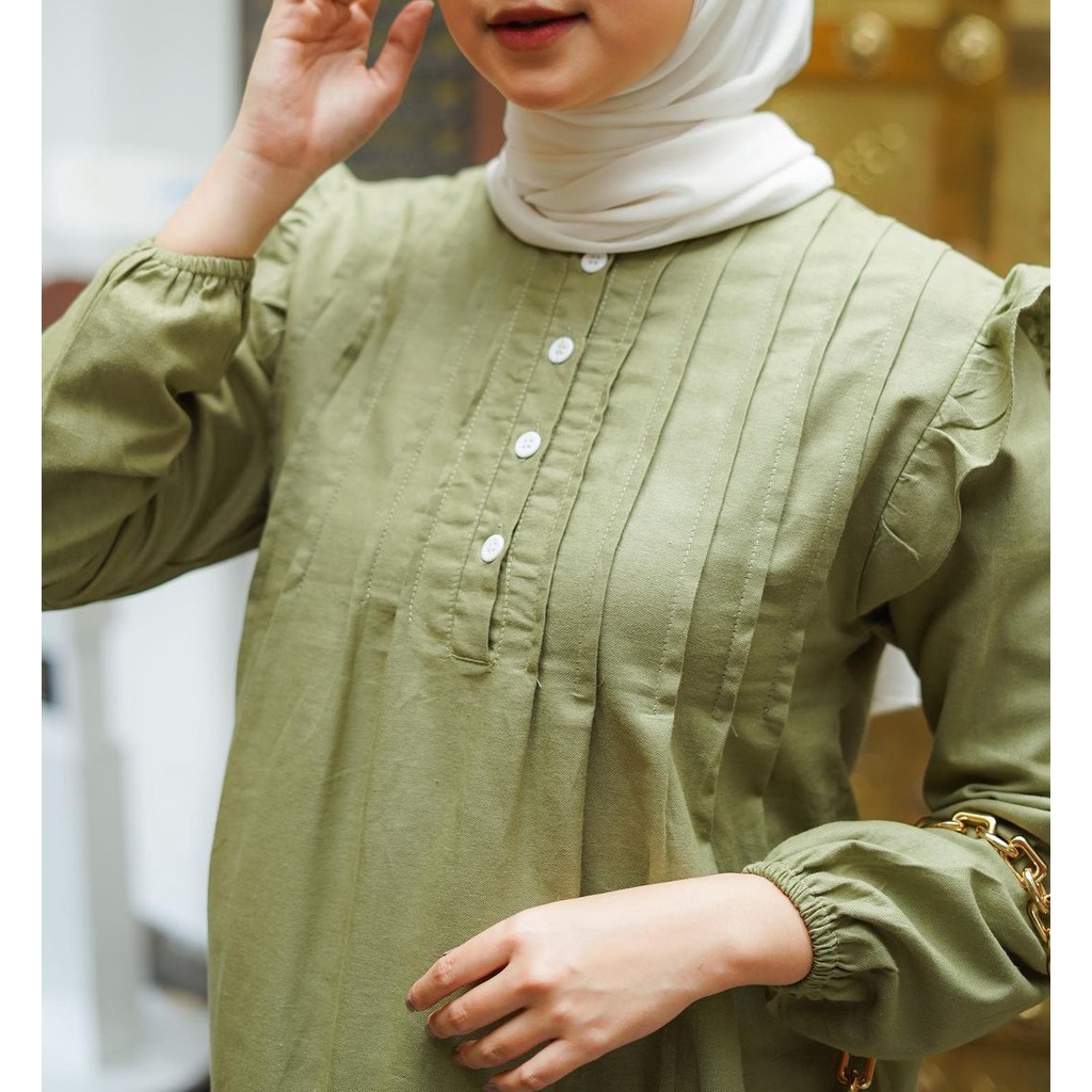 QADIRA DRESS EID SERIES DRESS MUSLIM WANITA LINEN RAMI PREMIUM