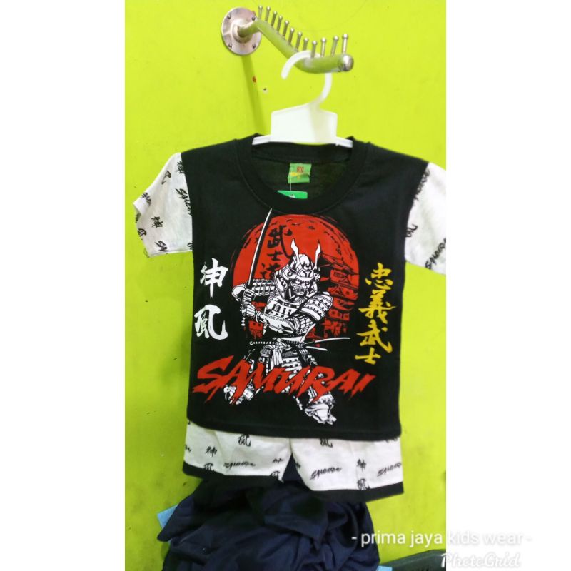 new setelan anak laki laki motif samurai hitam terbaru hinjong104/set anak cowok hitam2/baju anak la