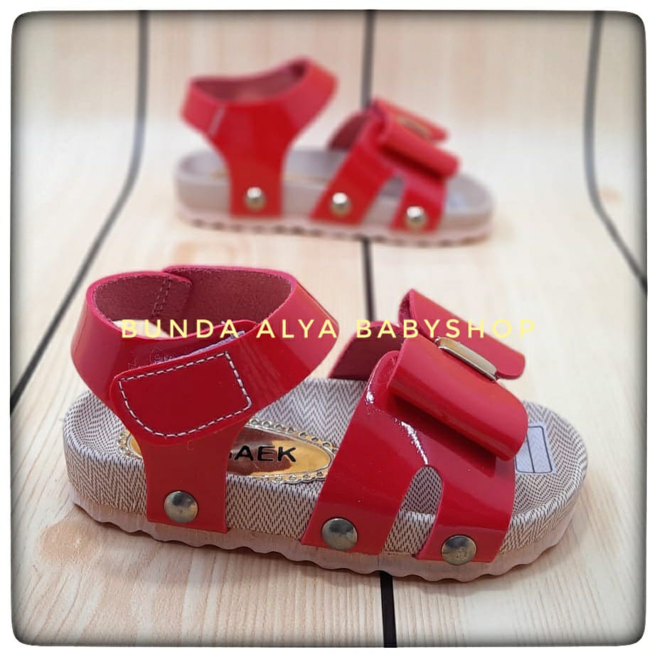 Sandal Anak Perempuan Usia 6 7 Tahun Size 32 - 33 Pita - Sepatu Sendal Anak Cewek Alas Karet Anti Licin MERAH