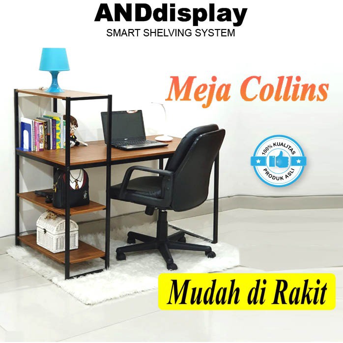 MEJA BELAJAR COLLINS - MEJA KERJA KANTOR - MEJA MAKAN INDUSTRIAL MINIMALIS ANDDISPLAY