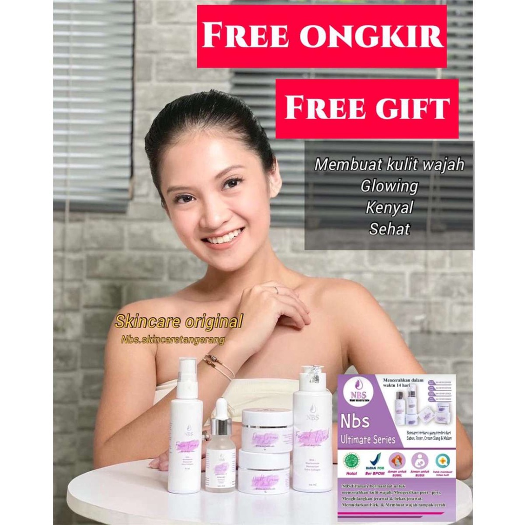 Nbs Skincare ori 1 paket plus serum glowing free tas NBS Skincare original bpom ((5pcs) paket jerawa