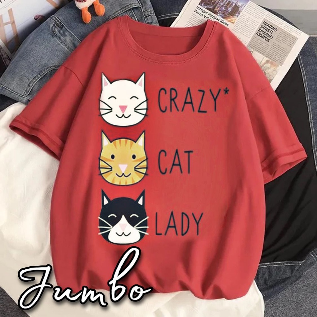 VS GG - baju atasan KAOS JUMBO - big size CRAZY A CAT