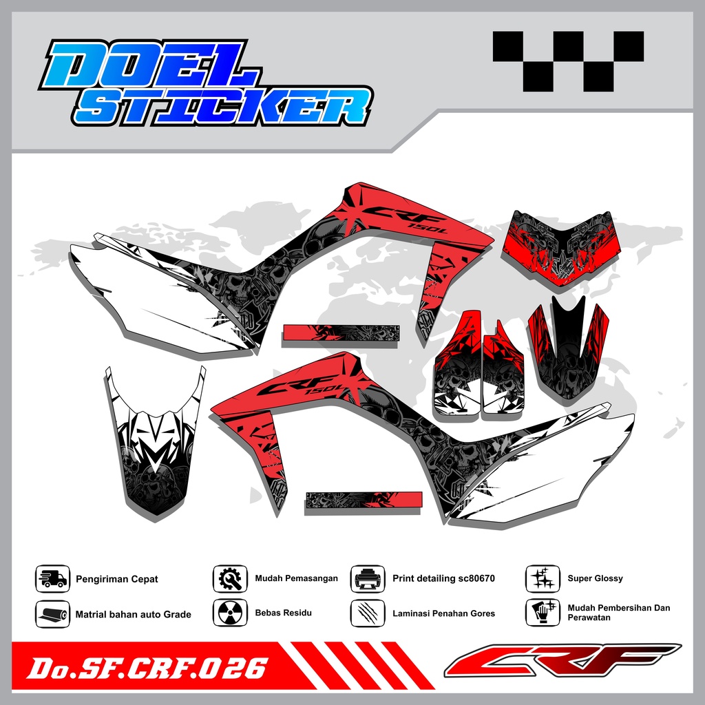 Sticker Striping Semifull CRF 150L List Variasi Hologram Pelangi,Crome Doel   026