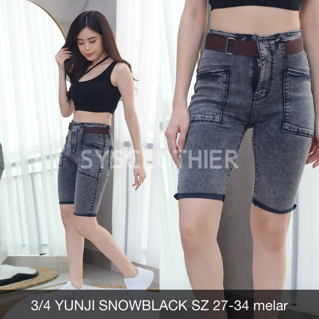 CELANA JEANS WANITA 3/4 YUNJI SHORT SERIES