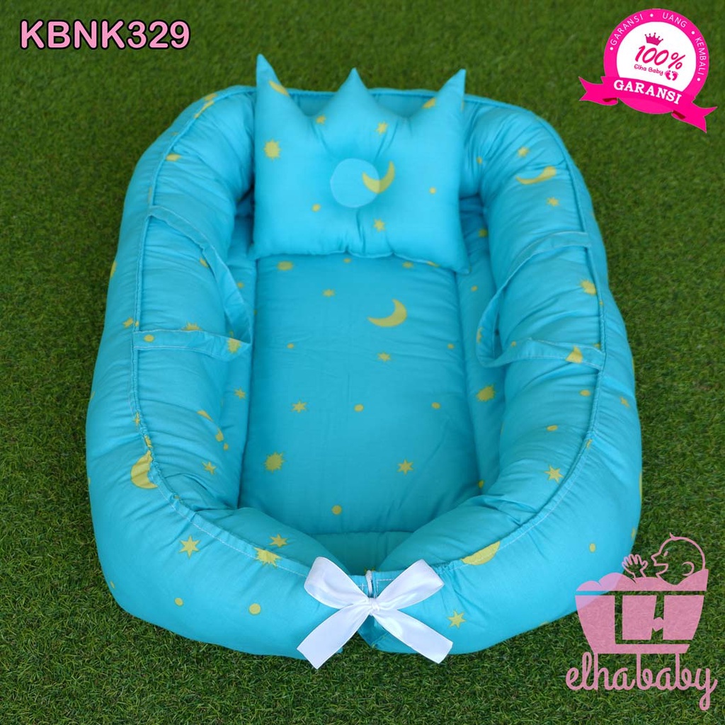 Kasur perahu Lipat Bayi Set Kelambu Bantal Guling Tempat Tidur Anak Baru Lahir Motif Lucu Bonus Tas