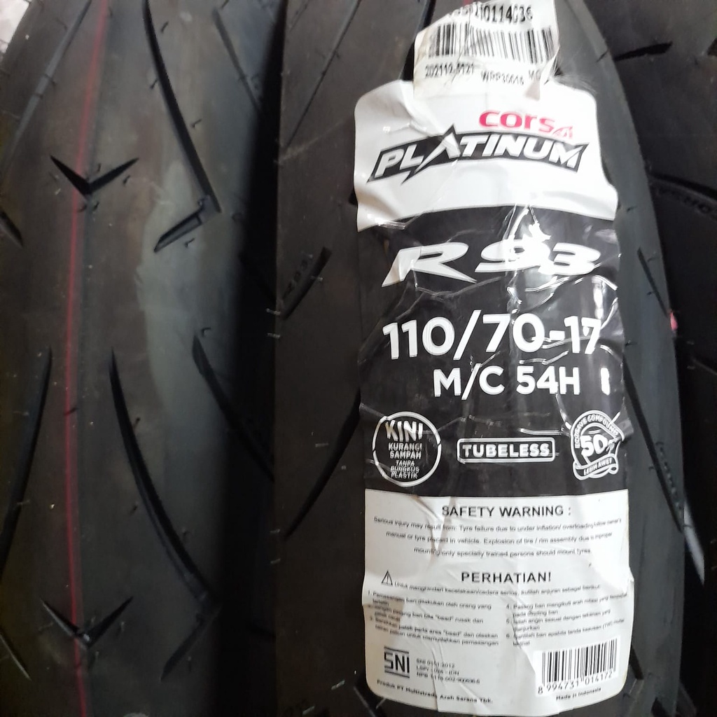 Ban motor sport Corsa R93 110 70 17 Platinum soft compound tubeless