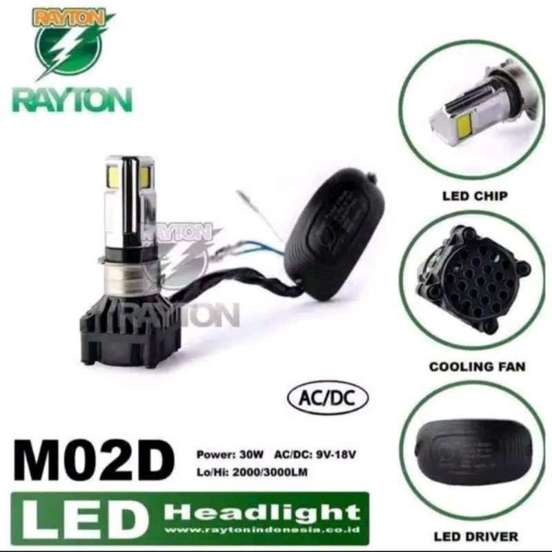 LED HID 6 SISI / 3 SISI RTD RAYTONE M02E M02D PUTIH ICE BLUE ORIGINAL