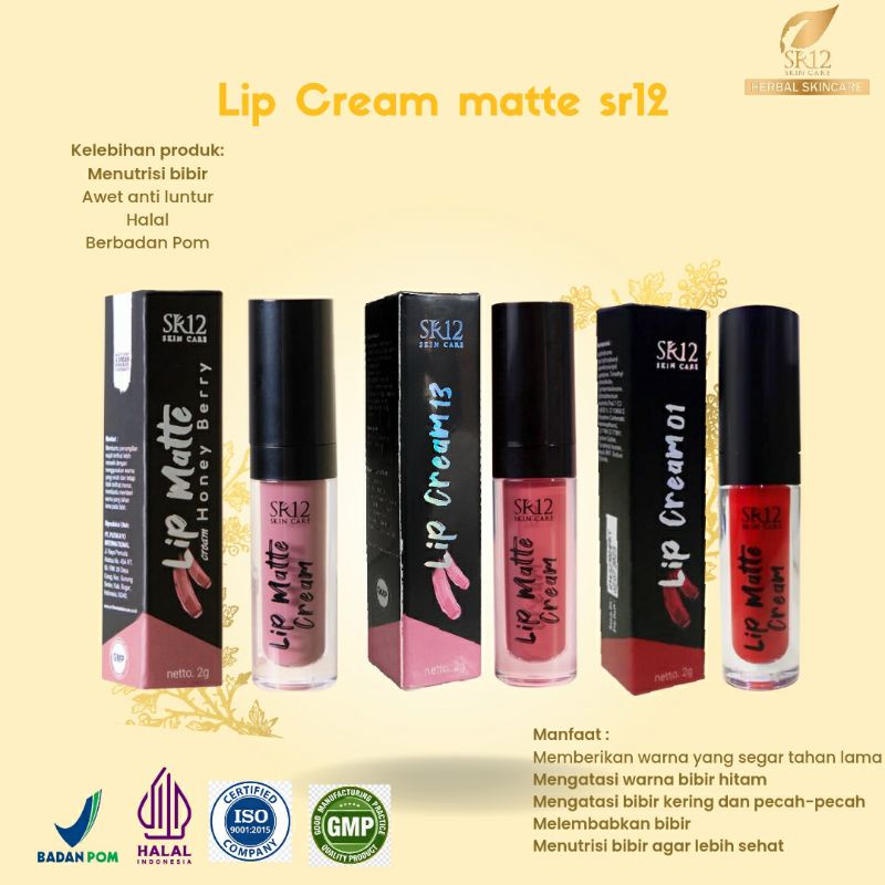 Sr12 lip cream tahan lama anti air lipstik anti luntur lipcream awet  lipstik murah tahan lama tahan