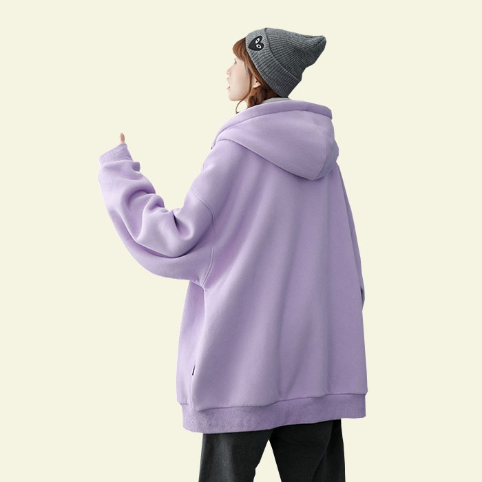 Jaket wanita Korean hoodie sweater Lilac big size M L XL XXL XXXL XXXXL XXXXXL