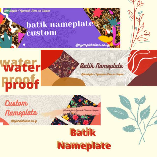 

WATERPROOF+FREE DESIGN Nameplate Sticker Label Nama Batik Indonesia