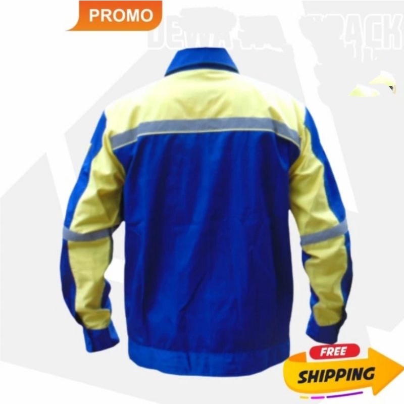 SERAGAM SAFETY BIRU KOMBINASI KUNING MUDA RESLETING