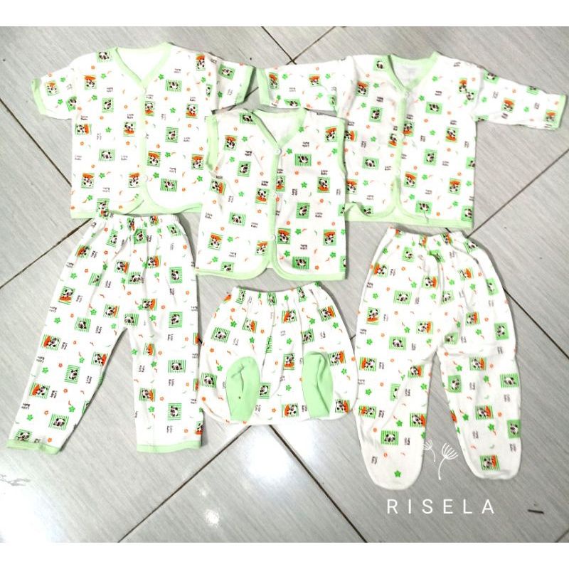 6 pcs (3 stel) baju bayi baru lahir motif lucu