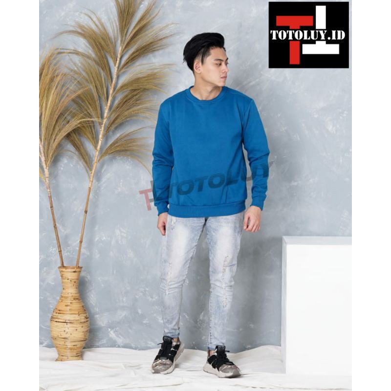 MUKZHOP -  JUMPER SWEATER BASIC POLOS / BIRU ITB