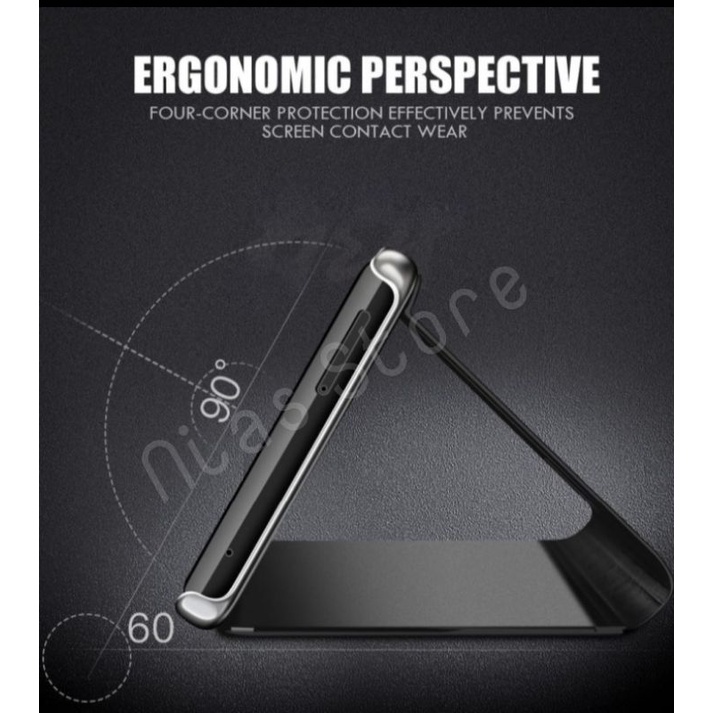 Flip Case Mirror OPPO A5 2020 A9 2020 A52 A72 A92 A33 A53 A54 A74 NEO 9 A83 A71 Clear View Standing Case Magnet Auto Lock