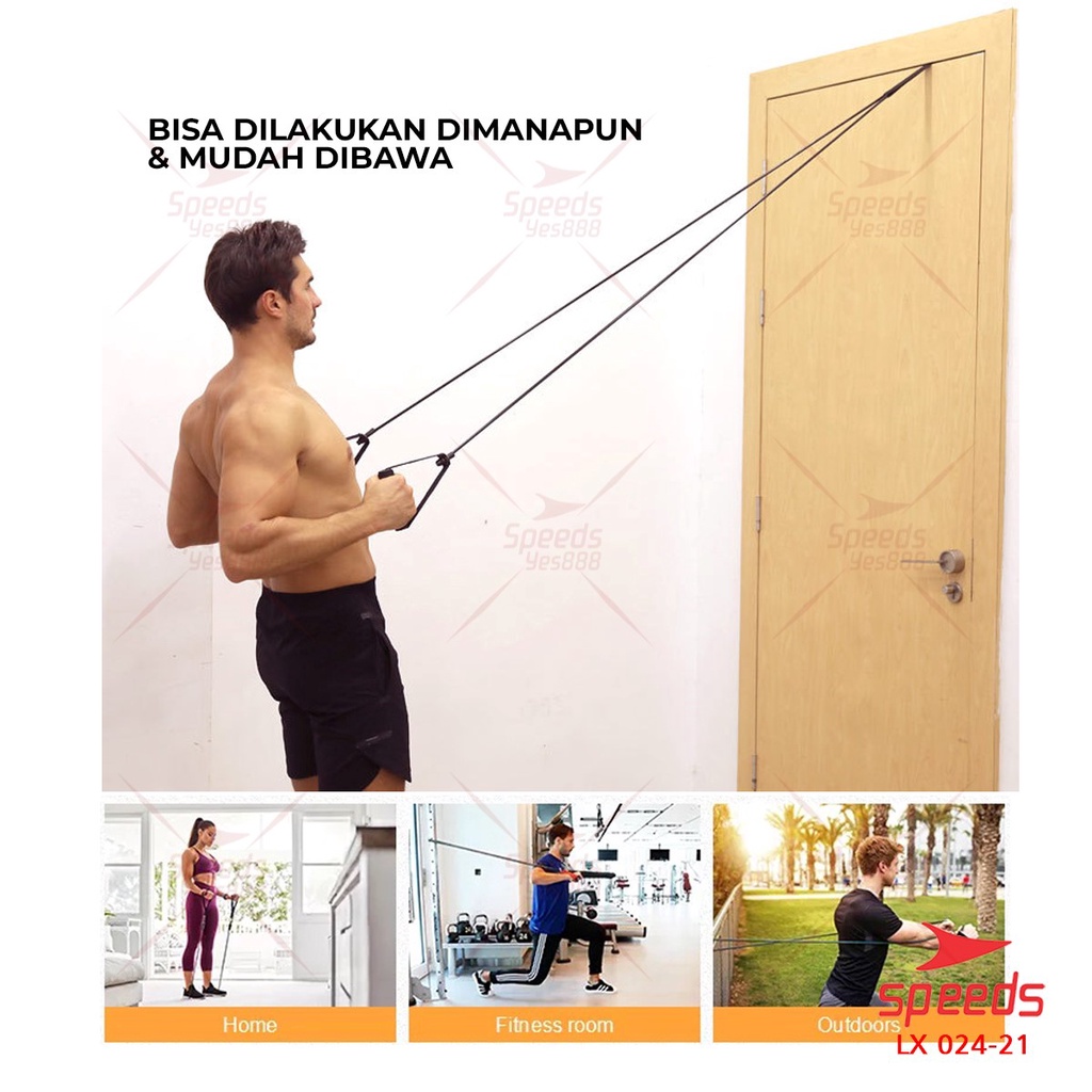 SPEEDS Tali Fitness Elastis Resistance Bands Dilengkapi Handle Stretching Rope Olahraga 024-21-2